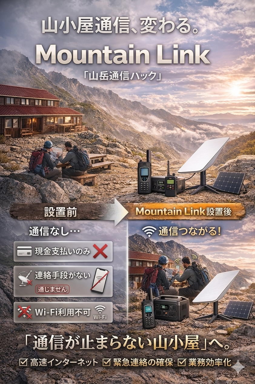 山小屋通信パック Mountain Link 設置前後の比較